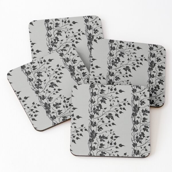 Item preview, Elegant Black Ivy Silhouette on Grey Background designed and sold by Monascreativeempire.