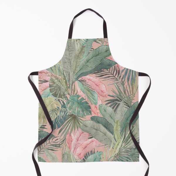 Item preview, Tropical Watercolor Jungle Leaves Pattern on Soft Pink Background Art designed and sold by Bloomery Decor.