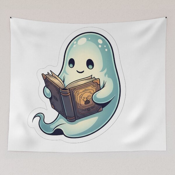 Item preview, Bookish Ghost Sticker - Cute Spooky Reading, Booktok Halloween designed and sold by StickyGuys.