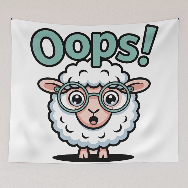 Item preview, Funny Oops Sheep Cartoon – Cute Mistake Animal Expression designed and sold by addthana.