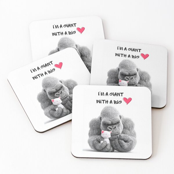 Item preview, The gorilla with a kitten, I'm a giant with a big heart, cute artwork with gorilla designed and sold by silent-violin.