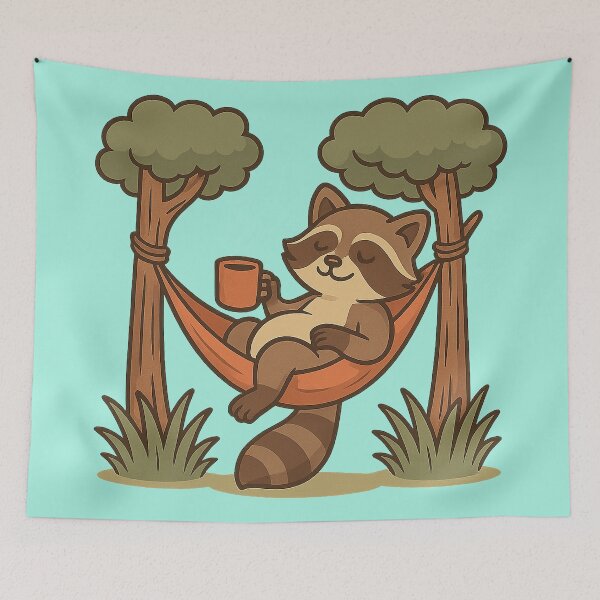 Item preview, Chill Raccoon in Hammock designed and sold by Miximondo.
