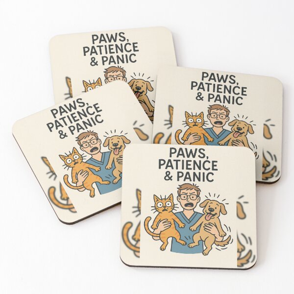 Item preview, Paws, Patience & Panic – Funny Vet Life Cartoon Design designed and sold by PrintMindedUK.