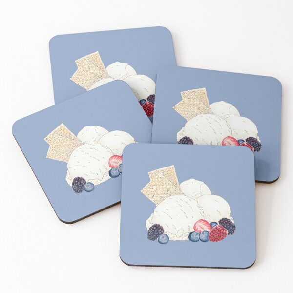 Item preview, Ice Cream with Wafers and Berries - Hand-drawn Traditional Illustration Drawing designed and sold by SChristineBrink.