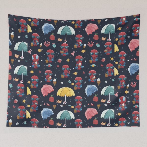 Item preview, Chibi Superhero Summer Pattern – Ice Cream, Sunshine & Palm Holidays designed and sold by LoomisDreams.