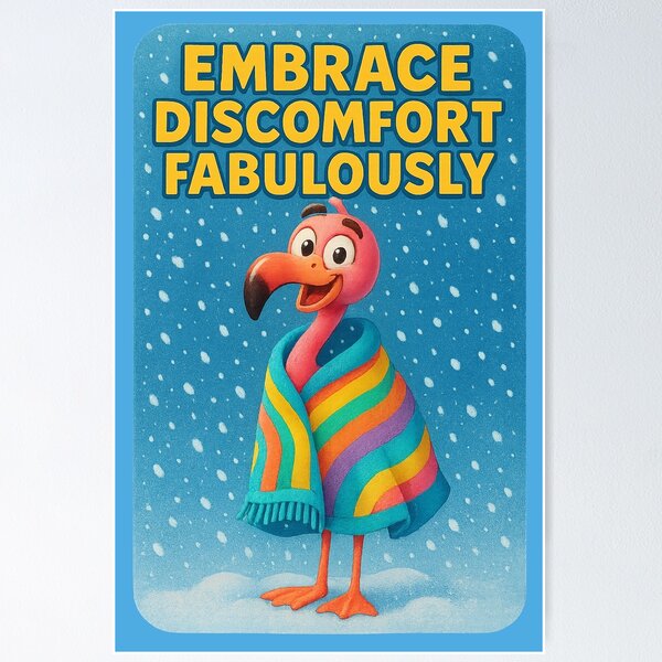 Artikelvorschau, Embrace Discomfort...Fabulously – Flamingo Wisdom in Winter entworfen und verkauft von Girih.
