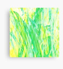 Grassy Abstract in Yellow Green Aqua White Canvas Print