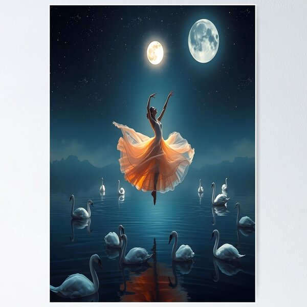 Item preview, Celestial Waltz above Swan Lake - When a dancer kisses the moon. designed and sold by Ralek.