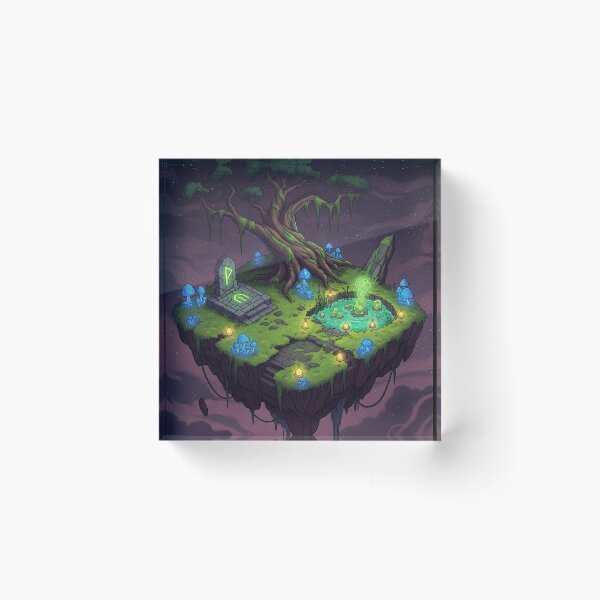 Item preview, Swamp Island – Floating Dark Fantasy Land with Glowing Tree and Mystic Runes designed and sold by InspireHaven.