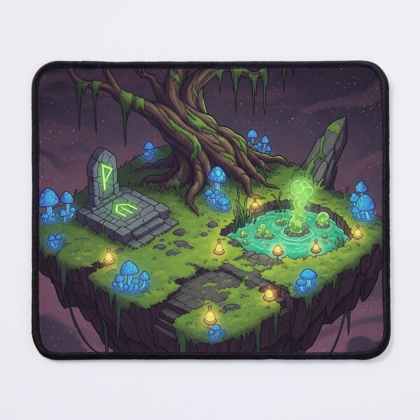 Item preview, Swamp Island – Floating Dark Fantasy Land with Glowing Tree and Mystic Runes designed and sold by InspireHaven.