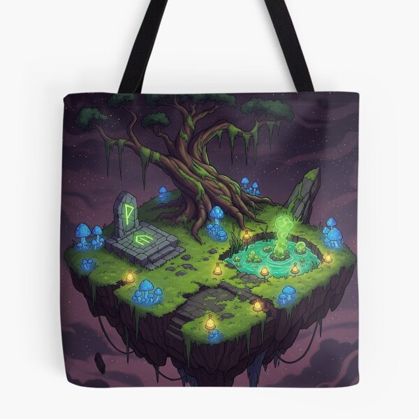 Item preview, Swamp Island – Floating Dark Fantasy Land with Glowing Tree and Mystic Runes designed and sold by InspireHaven.