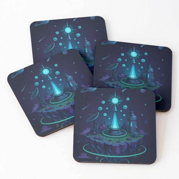 Item preview, Deep Space Island – Futuristic Floating Sci-Fi Base in Comic Isometric Style designed and sold by InspireHaven.