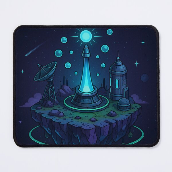 Item preview, Deep Space Island – Futuristic Floating Sci-Fi Base in Comic Isometric Style designed and sold by InspireHaven.