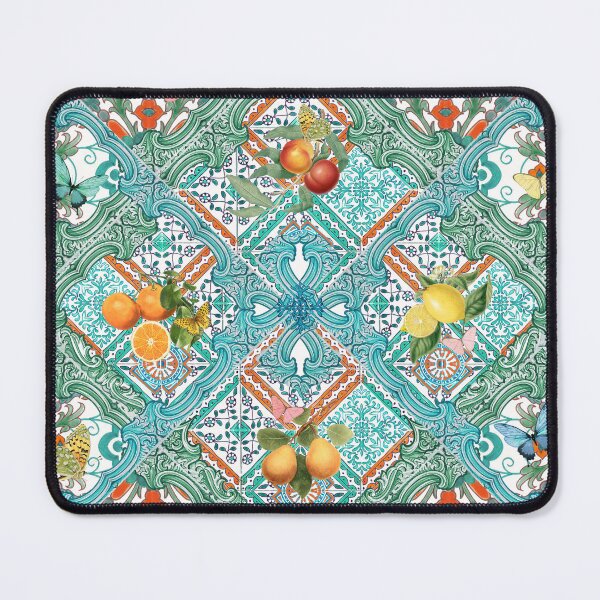 Item preview, Mediterranean Teal Tiles & Italian Citrus Fruit – Amalfi Summer kitchen art designed and sold by Bloomery Decor.