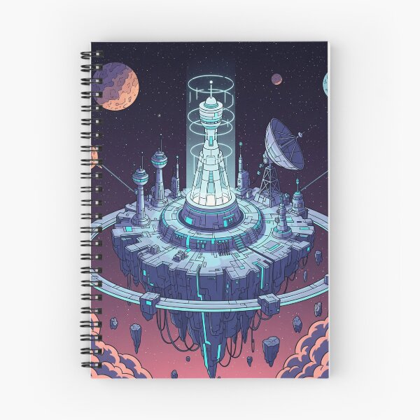 Item preview, Deep Space Island – Futuristic Floating Sci-Fi Base in Comic Isometric Style designed and sold by InspireHaven.