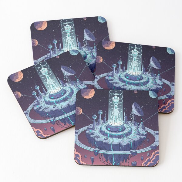 Item preview, Deep Space Island – Futuristic Floating Sci-Fi Base in Comic Isometric Style designed and sold by InspireHaven.