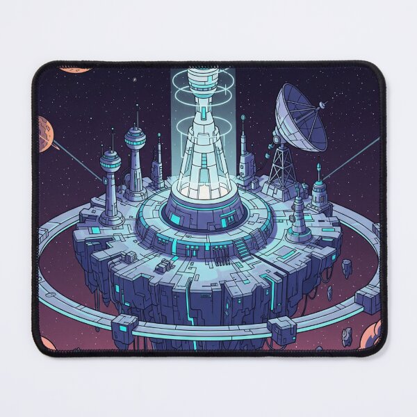 Item preview, Deep Space Island – Futuristic Floating Sci-Fi Base in Comic Isometric Style designed and sold by InspireHaven.