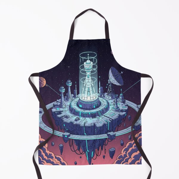 Item preview, Deep Space Island – Futuristic Floating Sci-Fi Base in Comic Isometric Style designed and sold by InspireHaven.