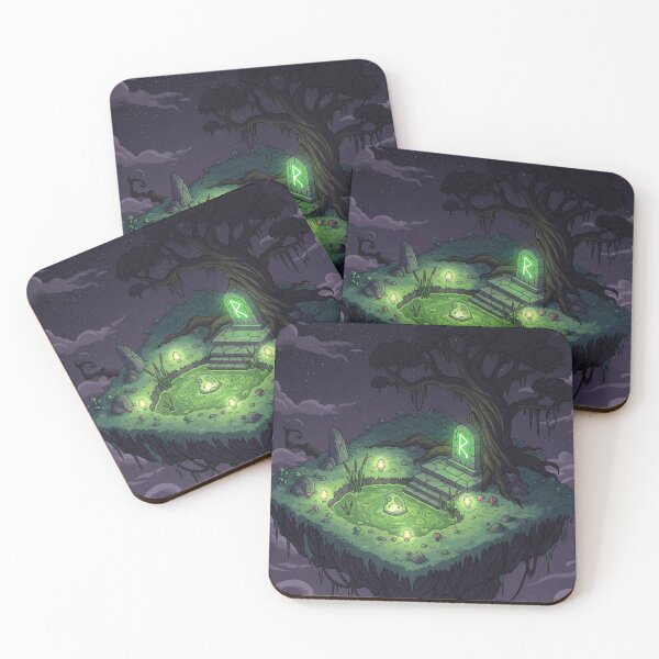 Item preview, Swamp Island – Floating Dark Fantasy Land with Glowing Tree and Mystic Runes designed and sold by InspireHaven.