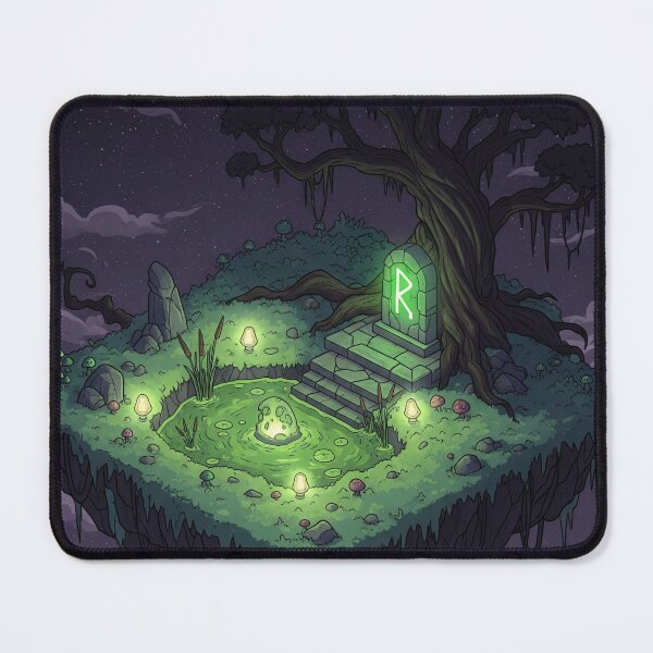 Item preview, Swamp Island – Floating Dark Fantasy Land with Glowing Tree and Mystic Runes designed and sold by InspireHaven.