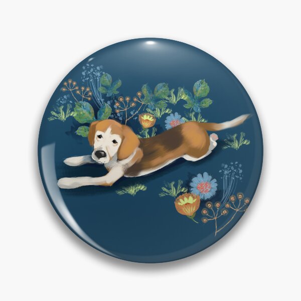 Item preview, Adorable beagle art with flowers designed and sold by Mary Jane Lange.
