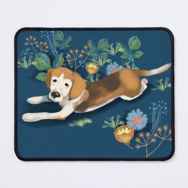 Item preview, Adorable beagle art with flowers designed and sold by Mary Jane Lange.