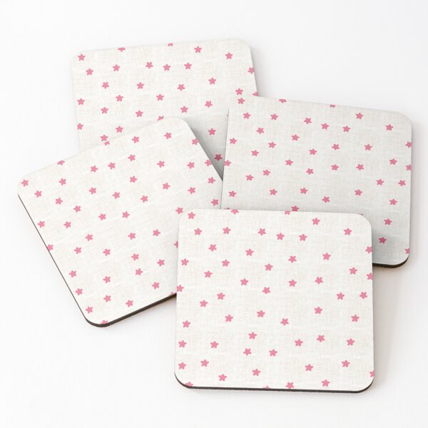 Item preview, Pink Star Scatter on Neutral Linen Texture. designed and sold by PrajaktaPathak.