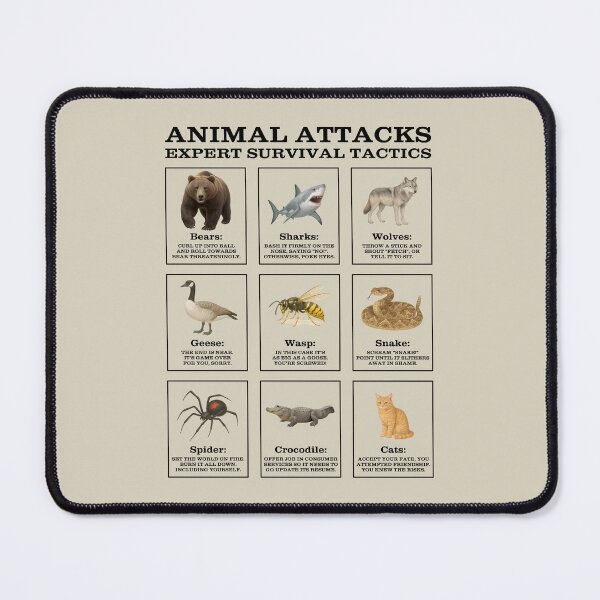 Item preview, How to Survive Animal Attacks – Funny Cartoon Safety Guide designed and sold by Maljonic.