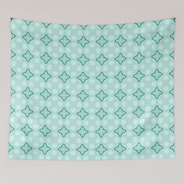 Item preview, spirograph green aqua flowers abstract turquoise seamless colorful repeat pattern designed and sold by Abrahamjrnd.