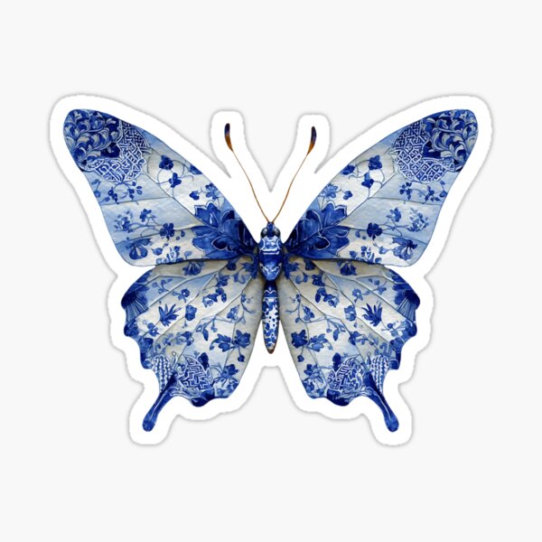 Item preview, Porcelain Wings: Delft Butterfly Grace designed and sold by LuxBotArt.