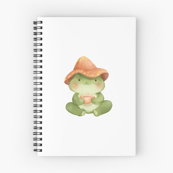 Item preview, A cute cartoon frog sipping tea while wearing a mushroom cap, cozy vibes, kawaii sticker, soft color palette, transparent background, perfect for journaling designed and sold by Palmate-m.
