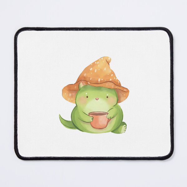 Item preview, A cute cartoon frog sipping tea while wearing a mushroom cap, cozy vibes, kawaii sticker, soft color palette, transparent background, perfect for journaling designed and sold by Palmate-m.