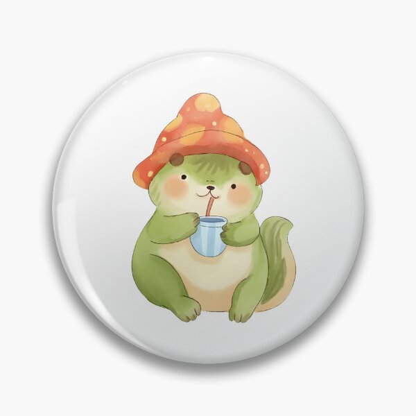 Item preview, A cute cartoon frog sipping tea while wearing a mushroom cap, cozy vibes, kawaii sticker, soft color palette, transparent background, perfect for journaling designed and sold by Palmate-m.