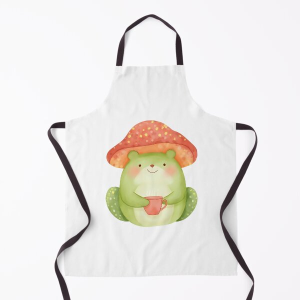Item preview, A cute cartoon frog sipping tea while wearing a mushroom cap, cozy vibes, kawaii sticker, soft color palette, transparent background, perfect for journaling designed and sold by Palmate-m.