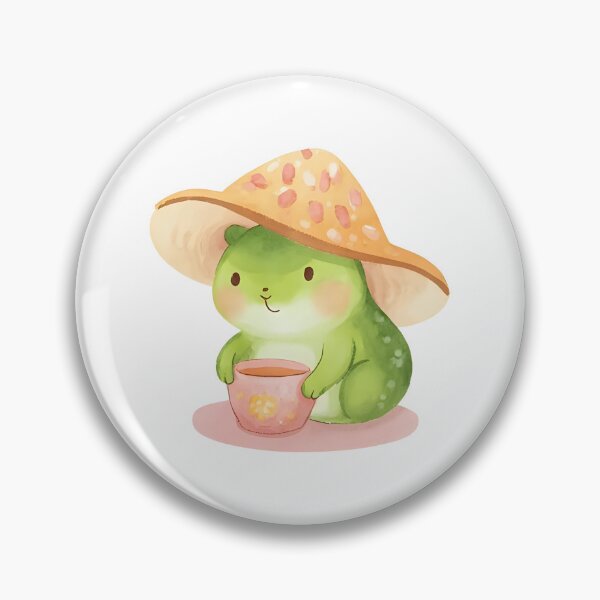 Item preview, A cute cartoon frog sipping tea while wearing a mushroom cap, cozy vibes, kawaii sticker, soft color palette, transparent background, perfect for journaling designed and sold by Palmate-m.