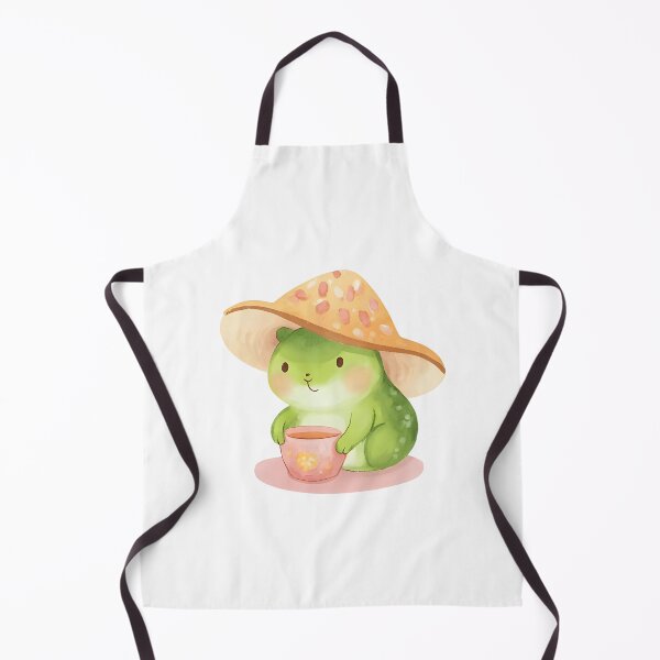 Item preview, A cute cartoon frog sipping tea while wearing a mushroom cap, cozy vibes, kawaii sticker, soft color palette, transparent background, perfect for journaling designed and sold by Palmate-m.