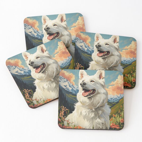Item preview, White Swiss Shepherd Dog in Mountain Meadow designed and sold by PetsArt.