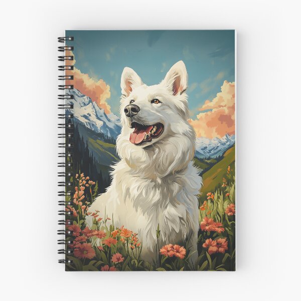 Item preview, White Swiss Shepherd Dog in Mountain Meadow designed and sold by PetsArt.