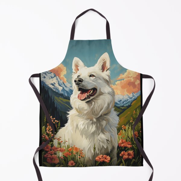 Item preview, White Swiss Shepherd Dog in Mountain Meadow designed and sold by PetsArt.