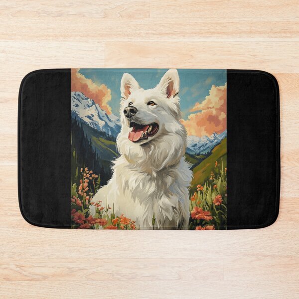 Item preview, White Swiss Shepherd Dog in Mountain Meadow designed and sold by PetsArt.