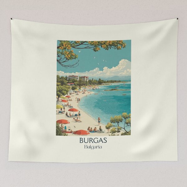 Item preview, Burgas Black Sea – Bulgarian Coastal City Vintage Art designed and sold by TuncGK.