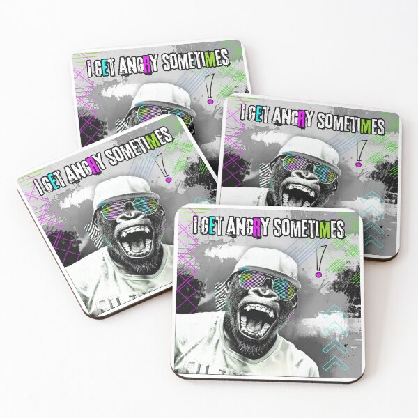Item preview, The Gorilla, I get angry sometimes, a monochromatic artwork with gorilla designed and sold by silent-violin.