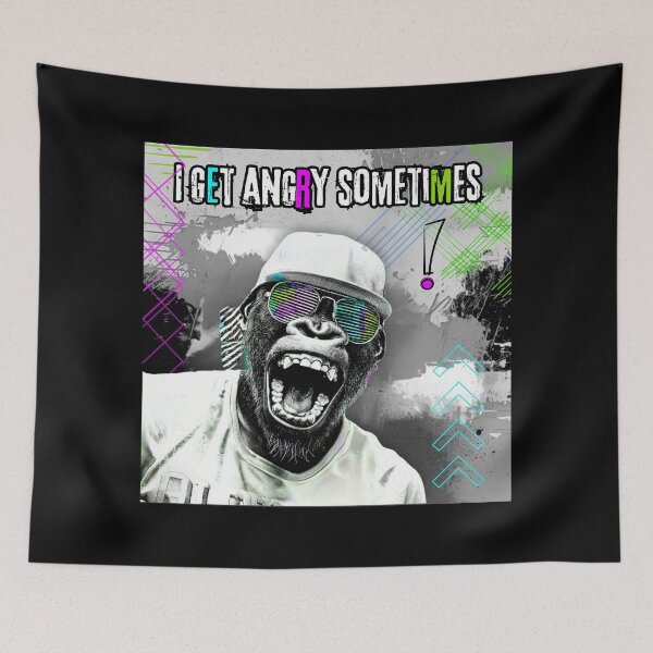 Item preview, The Gorilla, I get angry sometimes, a monochromatic artwork with gorilla designed and sold by silent-violin.