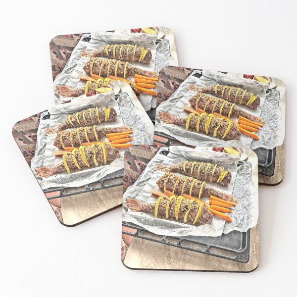 Item preview, Baked Fish with Lemon and Herbs – Rustic Mediterranean Kitchen Art designed and sold by NatureChampion.