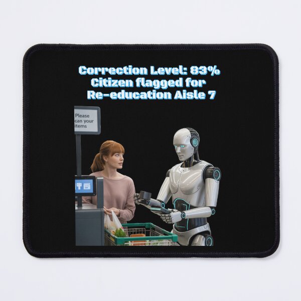 Item preview, Citizen Flagged for Re-education Aisle 7 - AI Robots Checkout Lane designed and sold by signshirtz.