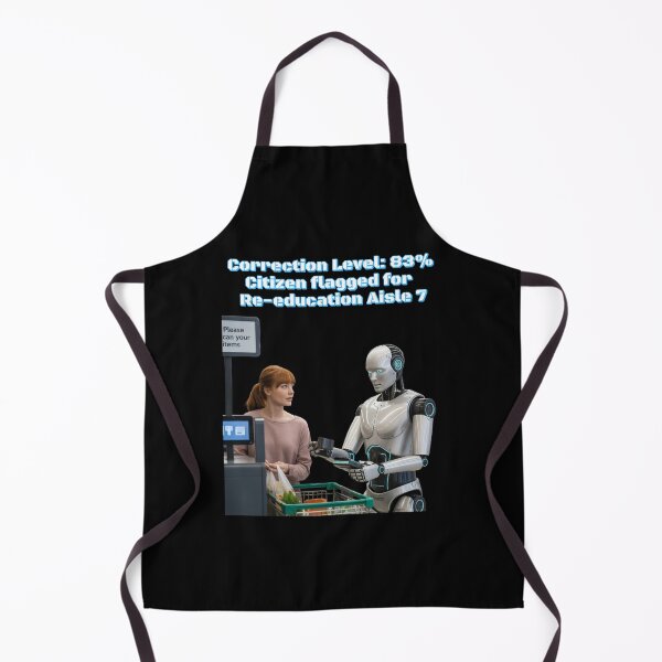 Item preview, Citizen Flagged for Re-education Aisle 7 - AI Robots Checkout Lane designed and sold by signshirtz.