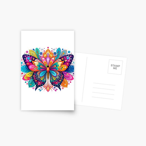 Item preview, Rainbow Butterfly with Flowers – Vibrant Colorful Floral Garden Nature Art Design designed and sold by Wear-Haus.