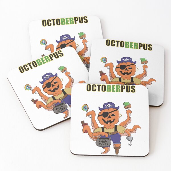 Item preview, Halloween Jack o lantern Octopus Pirate - black and green text designed and sold by Micki Moxie.