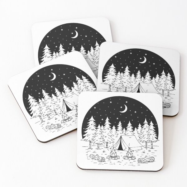 Item preview, Camping Under the Stars – Minimalist Night Forest Tent designed and sold by Galaxi Tee.
