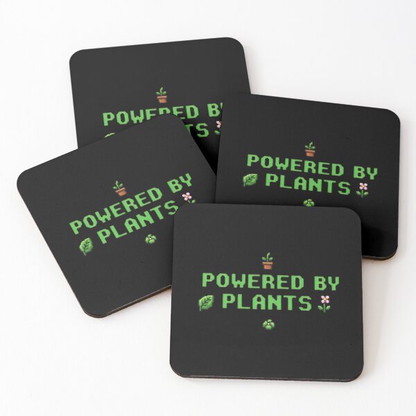 Item preview, Powered by Plants - Pixel Art Vegan Slogan designed and sold by Joyful-Park.